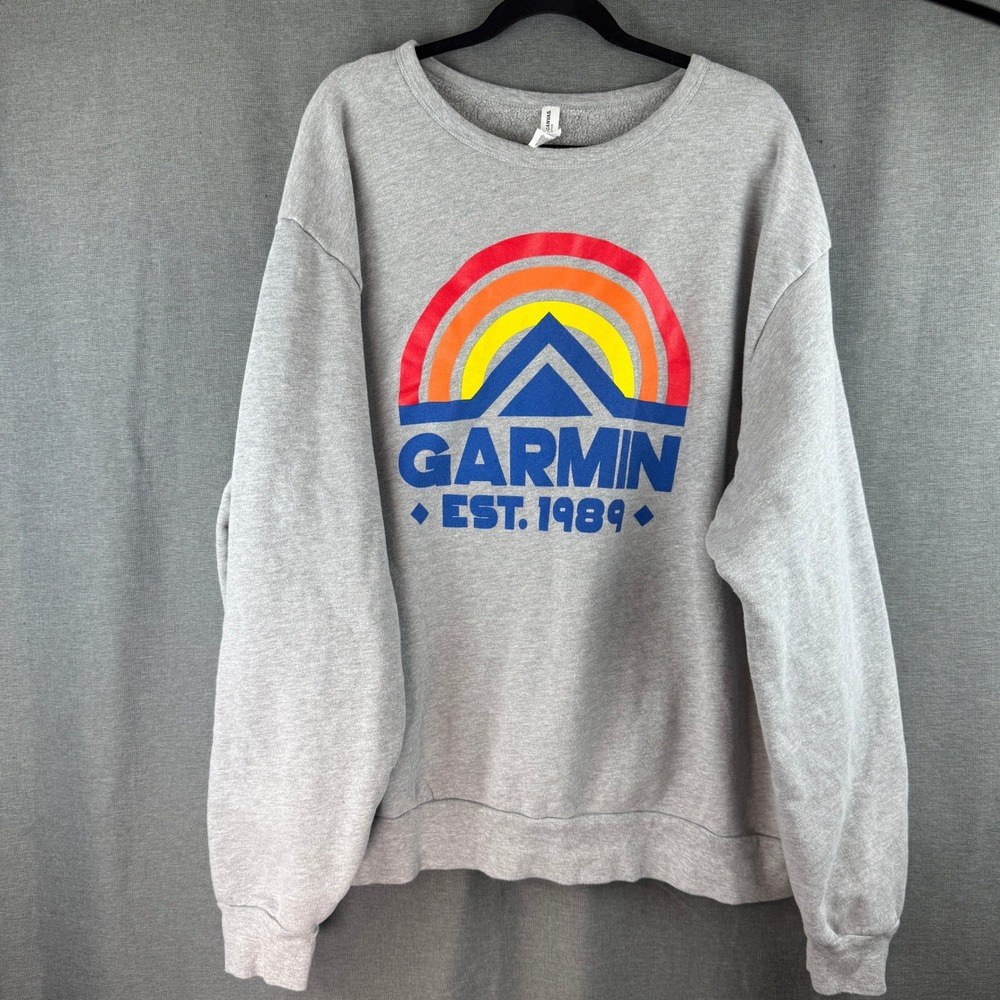 Garmin Est 1989 Graphic Sweatshirt Bella Canvas Gray Fleece Pullover 2XL